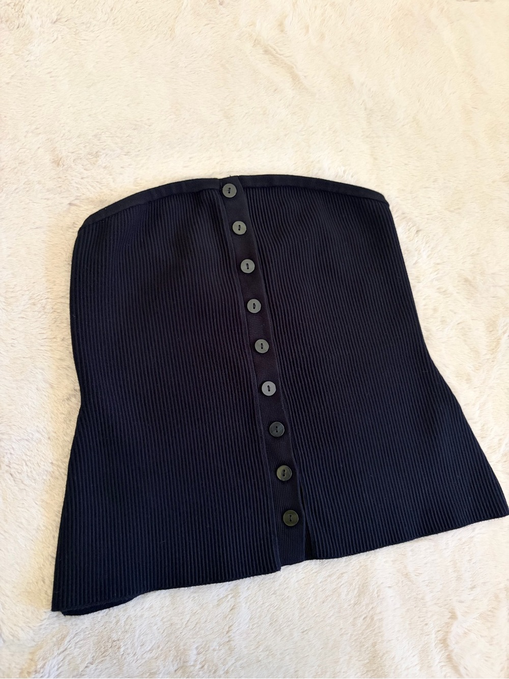 Abercrombie & Fitch Black Ribbed Button Front Strapless Knit Tube Top Size M - Picture 5 of 10